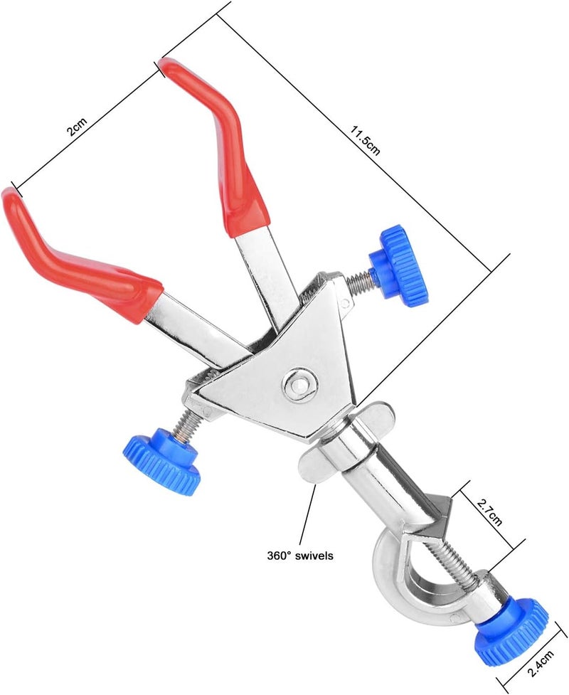 stonylab 2 Prong Dual Adjust Swivel Clamp, Sturdy 2 Prong Double Adjust Multipurpose 360 Degree Swivel Rubber Coated Clamp with Boss Head for Laboratory Use - Image 3