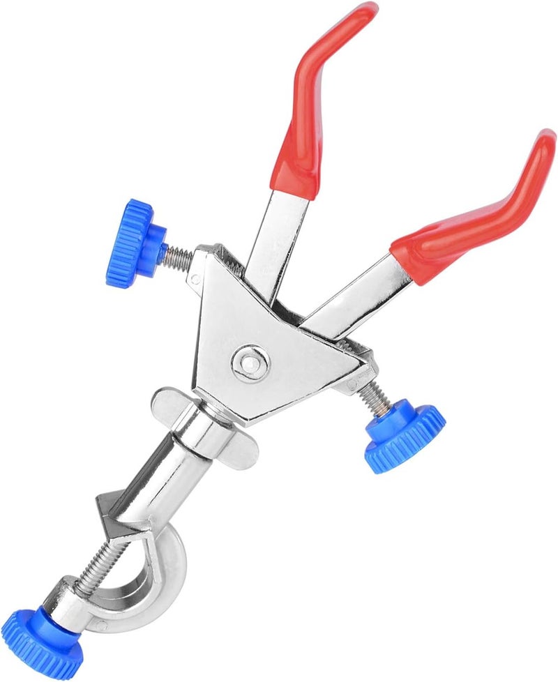 stonylab 2 Prong Dual Adjust Swivel Clamp, Sturdy 2 Prong Double Adjust Multipurpose 360 Degree Swivel Rubber Coated Clamp with Boss Head for Laboratory Use - Image 1