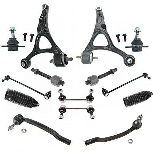 TRQ Front and Rear Steering & Suspension Kit Ball Joint Control Arm Steering Rack & Pinion Bellow Sway Bar Stabilizer Link Tie Rod Compatible with 2003-2014 Volvo XC90 - Image 1