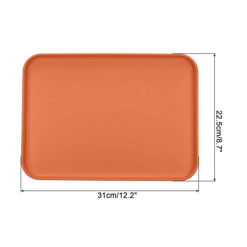 KESHU ENTERPRISE Multi-Function Rectangular Serving Tray | Lightweight, Dishwasher & Microwave Safe Plates | Fast Food Trays for Snacks, Fruit, Cookies, Dessert Dinner Plate (31 cm) (ORANGE, Set of 6) - Image 2
