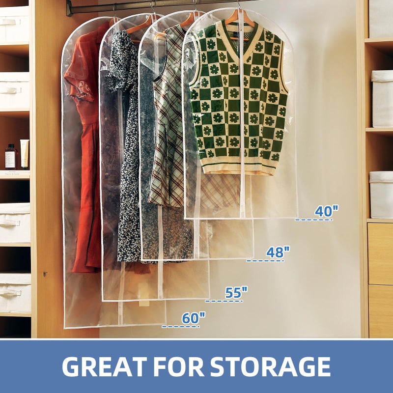 Perber 40" All Clear Garment Bags for Hanging Clothes, 12 Packs Suit Bags for Closet Storage, Plastic Waterproof Suit Cover Bags with Zipper for Coats, Jackets, Shirts (Set of 12) - Image 2