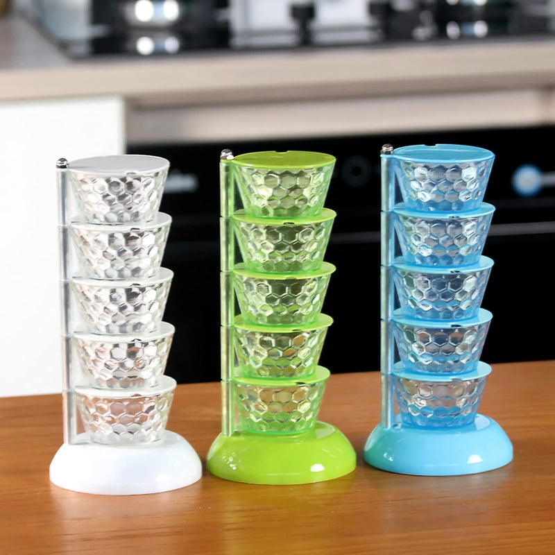 5 Layer Transparent Spice Rack Organizer Swivel Kitchen Storage Container - Image 3