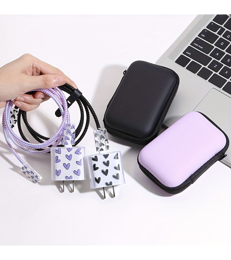 Color Love Purple Data Cable Storage Protection Box 6 Pack Suitable For 20W Fast Charging - Image 5