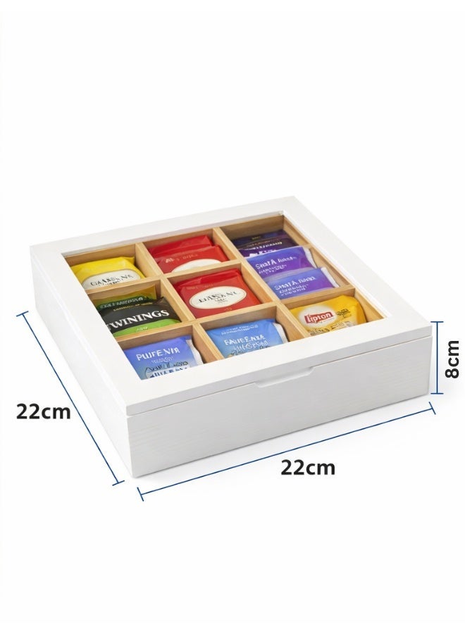 Tea Bag Organizers, Wooden Tea packet Storage Boxes, Tea Caddy for Tea Bags Chest, Teabag Holder Containers, Teabox Station Display, 9 Compartments - Image 4