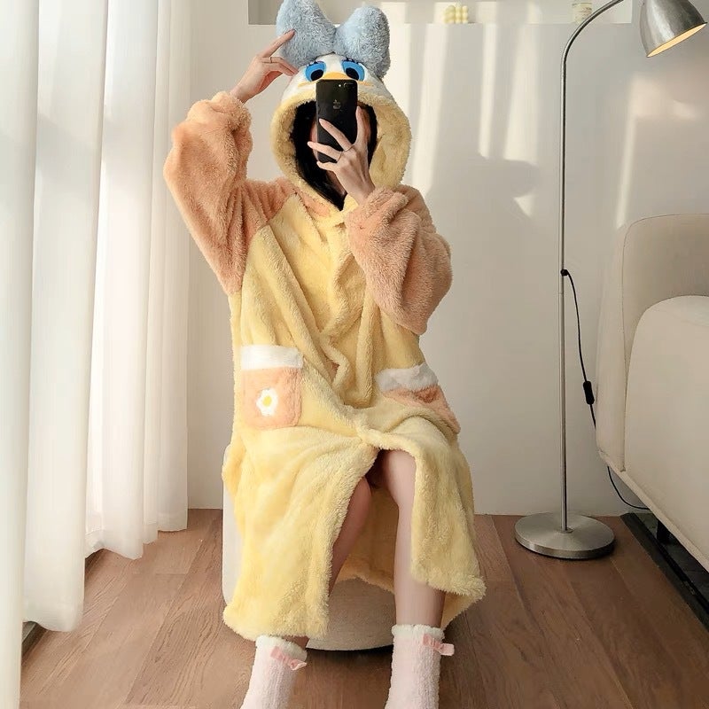 Thick Warm Winter Homewear Yellow Duck nightgown 