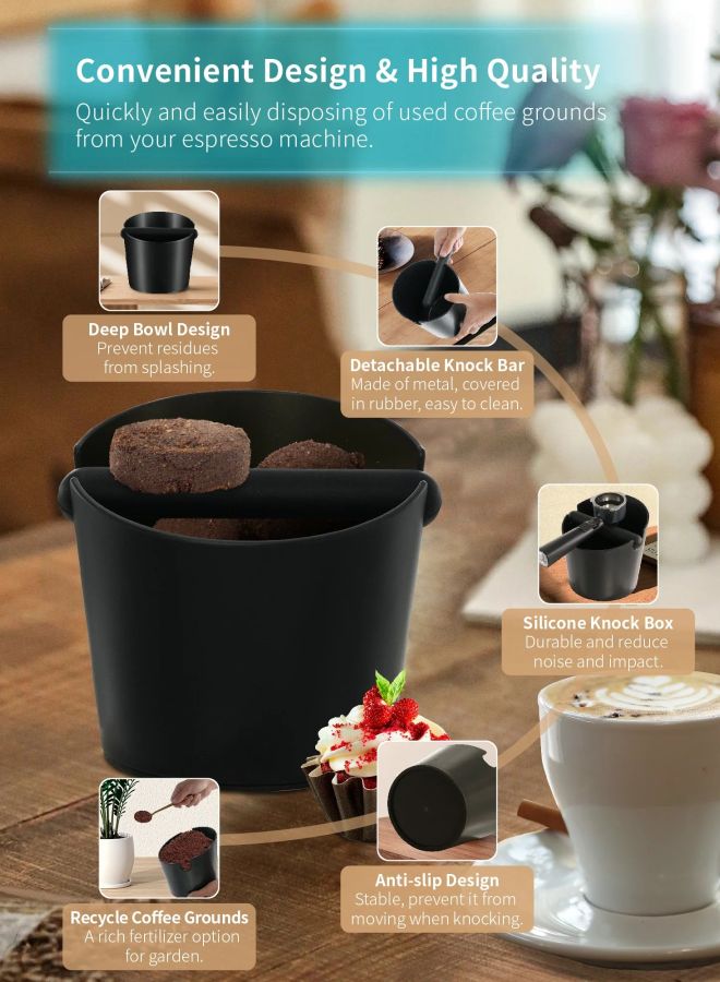 Gevi Espresso Machine Accessories - Knock Box for Espresso Coffee Grounds, Espresso Tamper and Mat, Food Safe Silicone Coffee Tamp  - Image 4