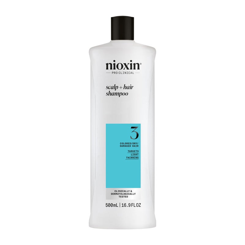 Nioxin System 3 Scalp + Hair Shampoo - Hair Thickening Shampoo For Damaged Hair with Light Thinning, 16.9 fl oz (Packaging May Vary)