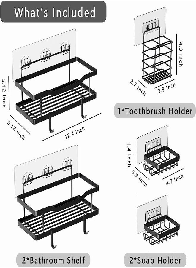 5 Pack Shower Caddy, Adhesive Bathroom Organizer, No Drilling, Large Capacity, Rustproof Stainless Steel Bathroom Shower Organizer with 4 Hooks, Shower Shelf for Inside Shower Black - pzsku/ZFFFD6C5EA16B540BA29EZ/45/_/1689846669/248cfa61-67a5-4b4e-8e61-ad90c57114f5