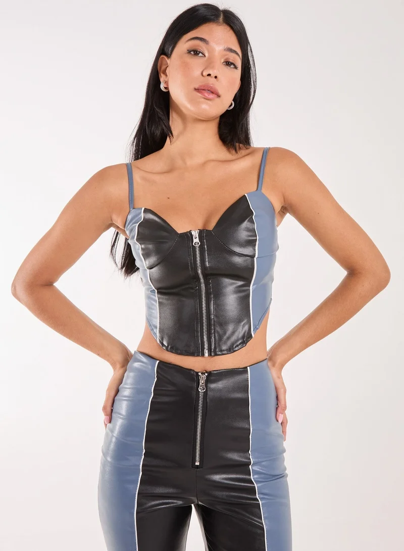 Pink Vanilla  PU Zip Up Corset for Women | Best Price UAE