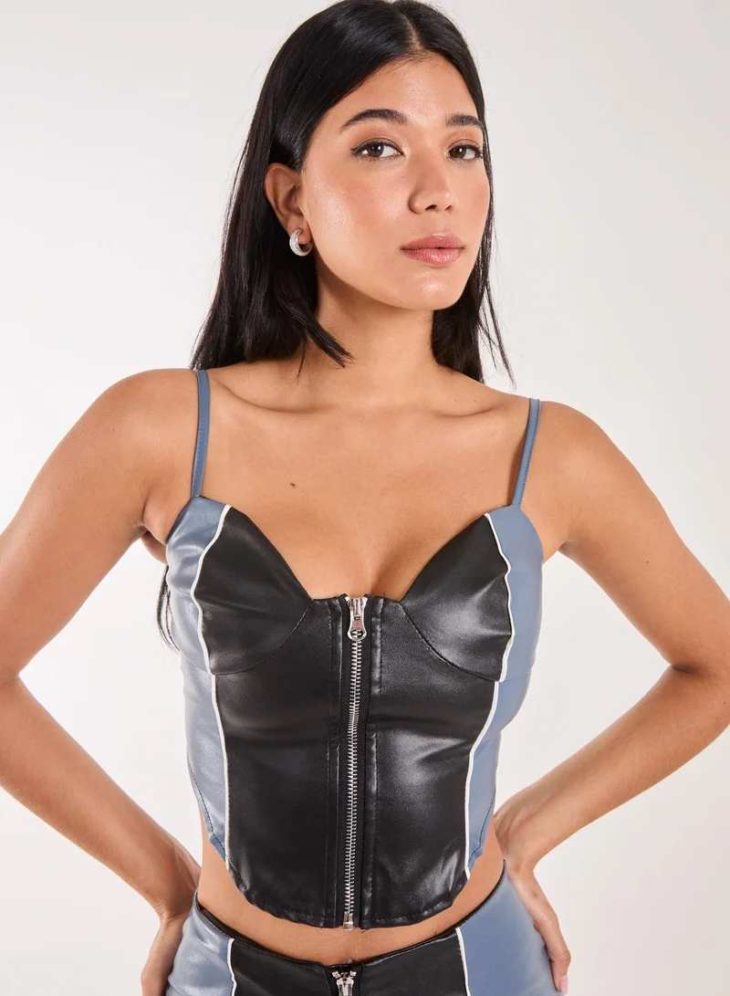 Pink Vanilla PU Zip Up Corset