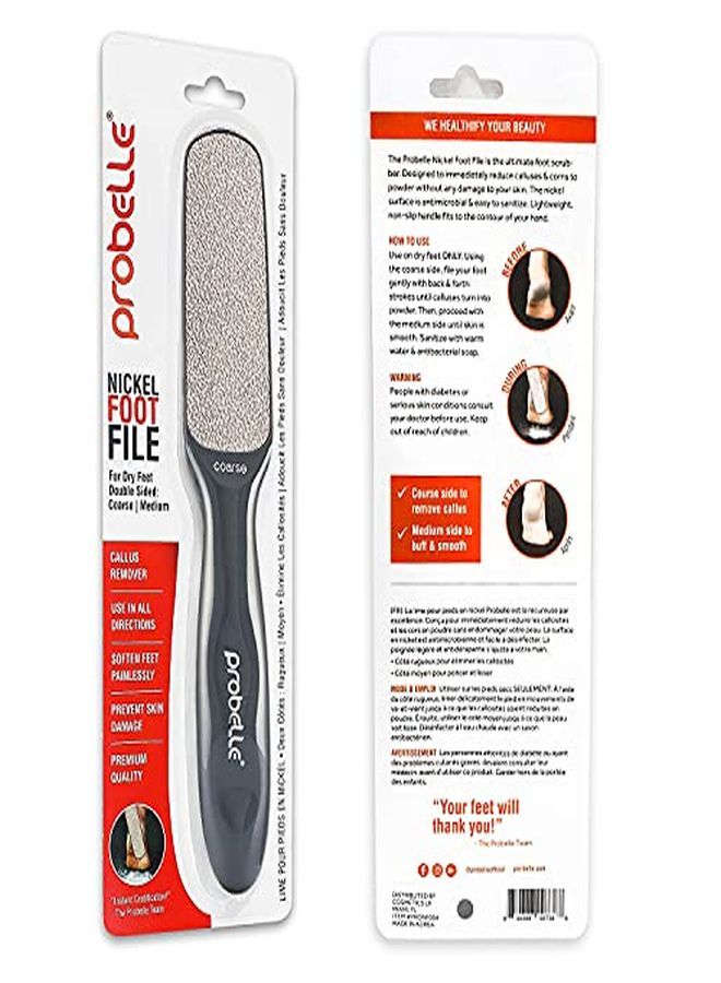 Probelle Double Sided Multidirectional Nickel Foot File Callus Remover Immediately Reduces Calluses And Corns To Powder For Instant Results, Safe Tool (Dark Grey) - Image 3