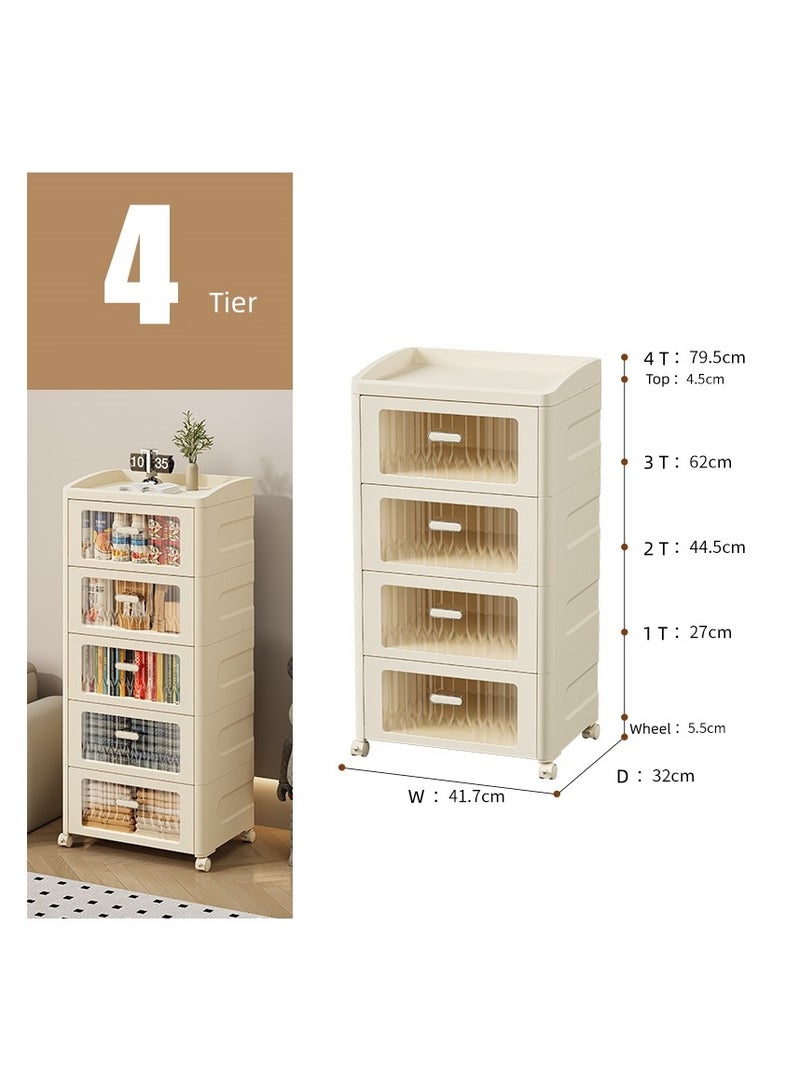 Organized Home Movable Plastic Storage Drawer Storage Containers for Organizers and Storage Durable Storage Container 4 Tier - Image 2
