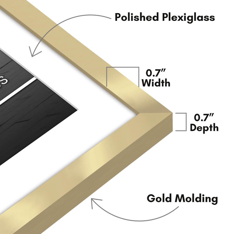 Americanflat 28x40 Poster Frame with Polished Plexiglass - Use as 24x36 Frame with Mat or Display 28x40 Photo Without Mat - Streamline Collection - Thin Border Picture Frames for Wall - Gold - Image 3