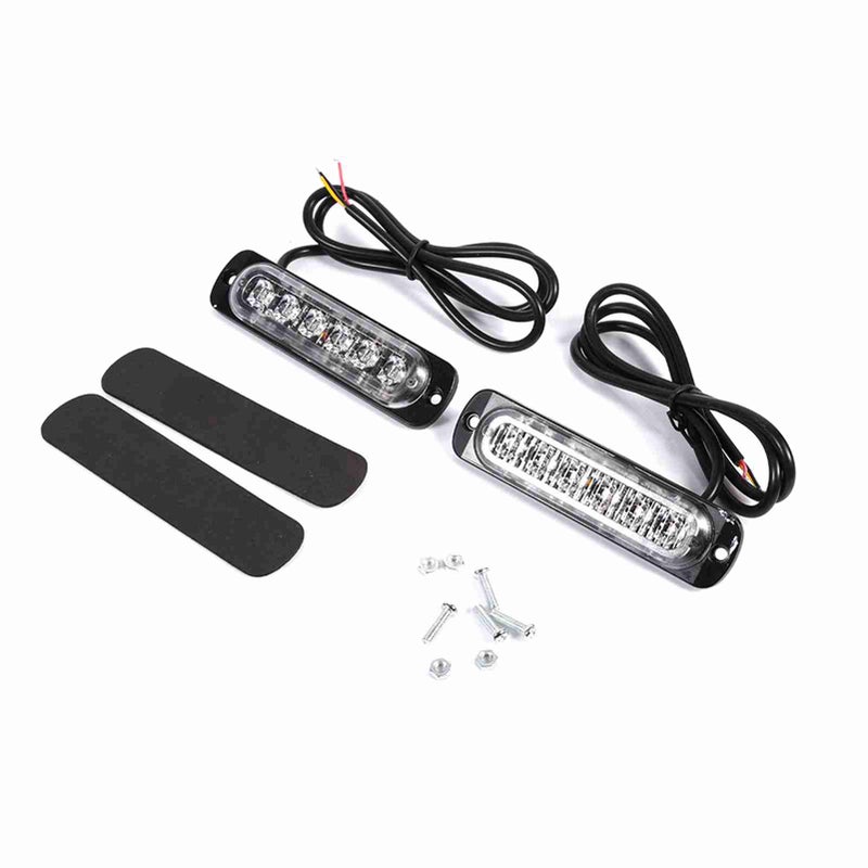 2pcs 12V 6 LED Car Truck Emergency Warning Strobe Light Hazard Flashing Lamp Amber Color - Image 1