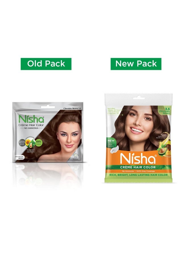 Nisha Creme Hair Color, Permanent Hair Colour Chocolate Brown, Silky & Shiny 100% Grey Coverage Rich Bright Long Lasting Hair Colouring For Ultra Soft Deep Shine Hair Dye (Pack Of 6) - Image 2