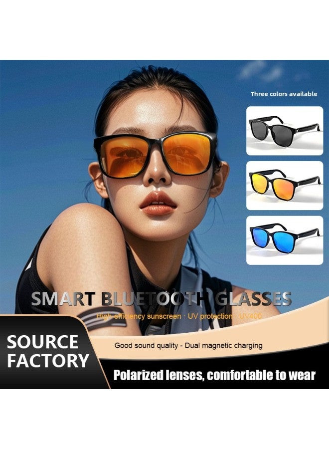 Smart Bluetooth Audio Glasses Music Blue Sun Sunglasses Anti-ultraviolet Call Listening Songs-Color:Gsgs08 Smart Eyes Orange - Image 1