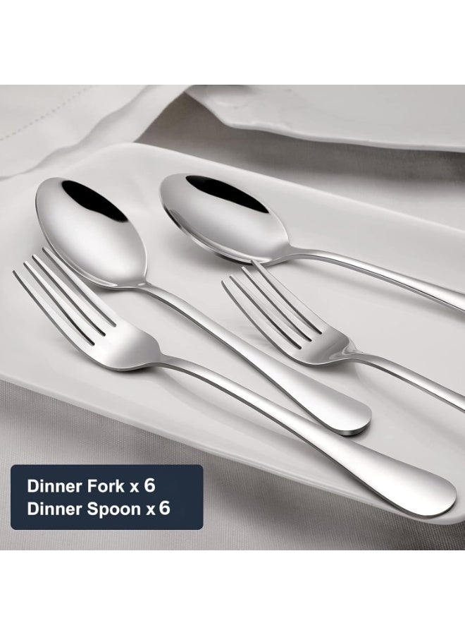 ECVV Set of 12, Stainless Steel Dinner Forks and Spoons Silverware Set, Heavy-Duty Dinner Forks and spoons | 7.87 Inch | Cutlery Set, Dishwasher Safe - Image 4