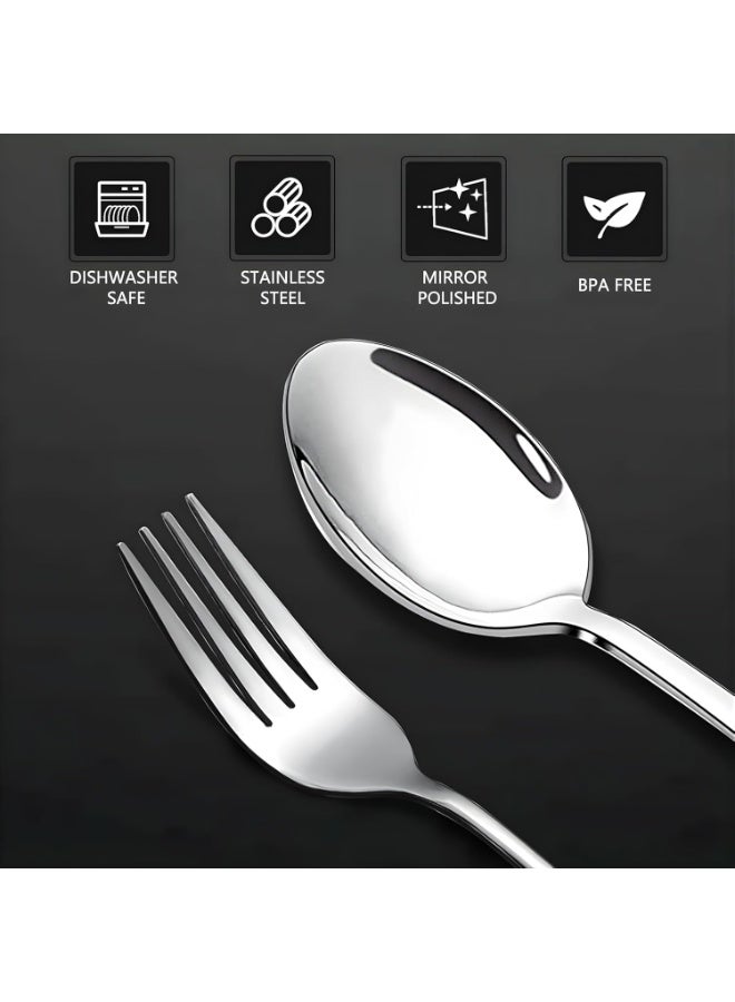 ECVV Set of 12, Stainless Steel Dinner Forks and Spoons Silverware Set, Heavy-Duty Dinner Forks and spoons | 7.87 Inch | Cutlery Set, Dishwasher Safe - Image 5
