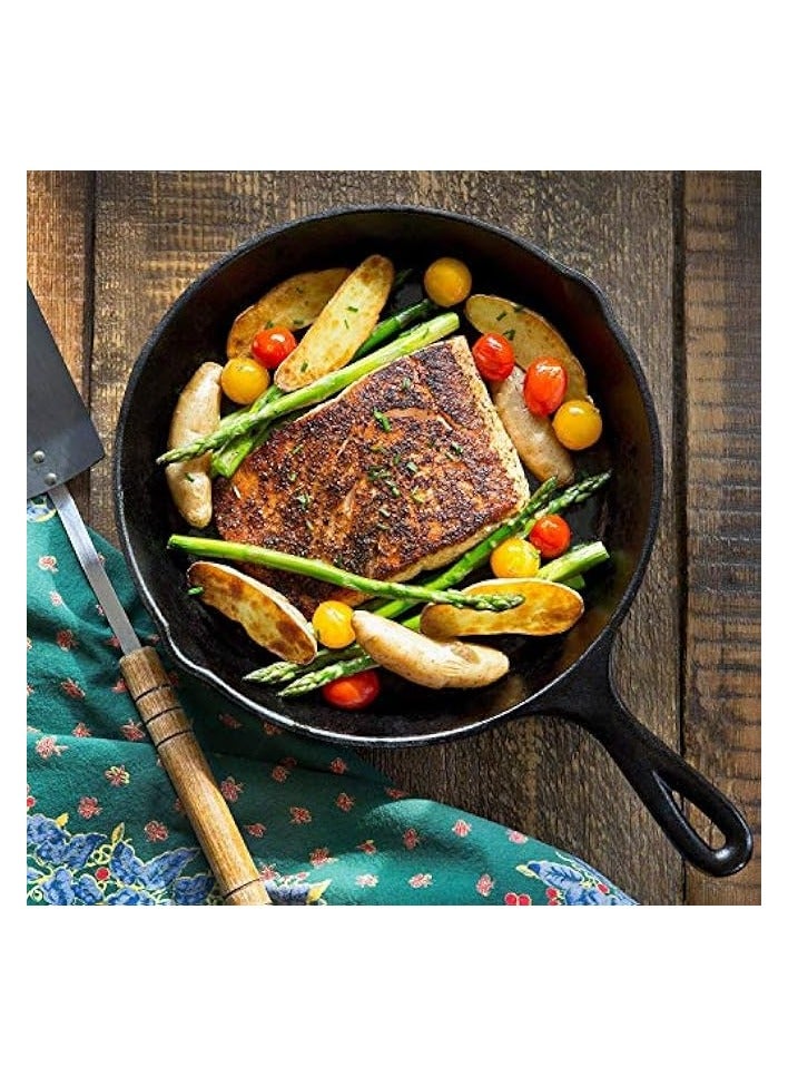 Green Tiger Chef Cast Iron Skillet 3-Piece Set - Best Heavy-Duty Professional Restaurant Chef Quality Pre-Seasoned Pan Cookware Set - 10", 8", 6" Pans - Great For Frying, Saute, Cooking, Pizza & More,Black - Image 4