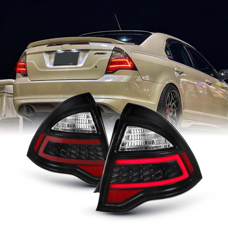 AKKON  For 201012 Ford Fusion Full LED Daytime Running Lamp Bar Tail Lights Black Housing Clear Lens Set