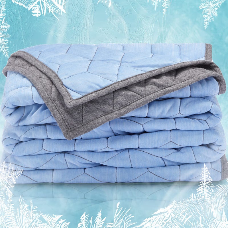 SLEEP ZONE Cooling Blanket for Hot Sleepers Twin Size 60x80 inches DualSided Cool Summer Blanket Lightweight Cozy Bed Couch Throw Blanket Machine Washable BlueGrey
