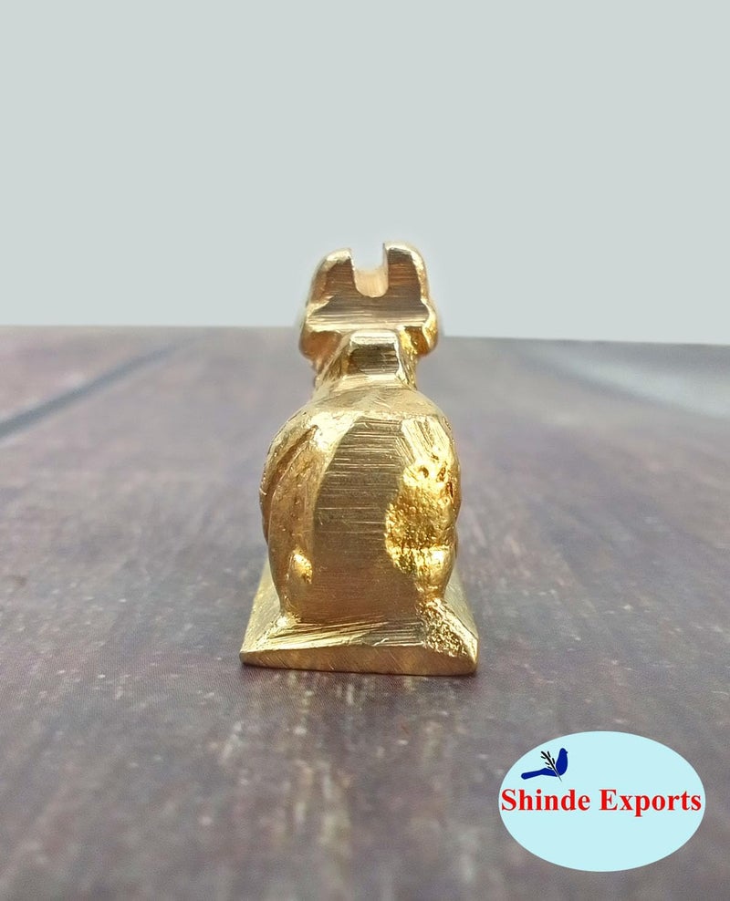 SHINDE EXPORTS تمثال ناندي الصغير من شيندي إكسبورتس من النحاس الأصفر، تمثال الثور فاستو للعبادة في المعبد والمنزل (ناندي نحاسي 2.5 سم) - Image 4