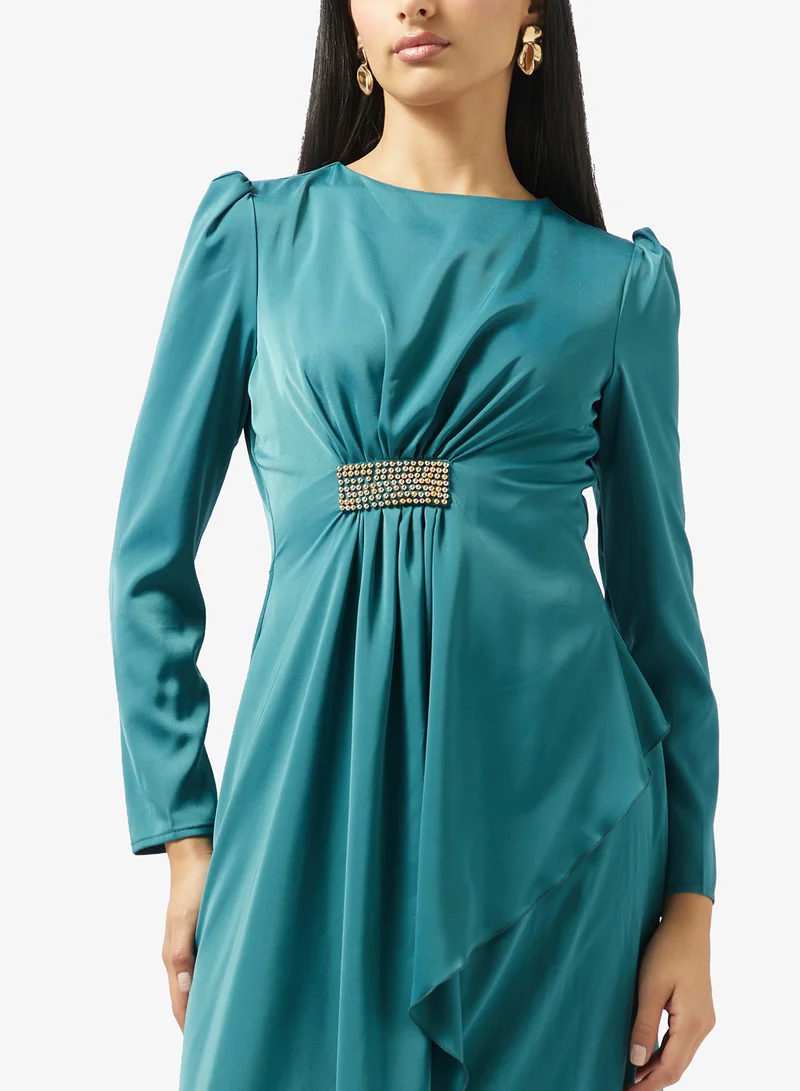 Khizana  A-line Dress With Embellished Waist for Women | Best Price UAE