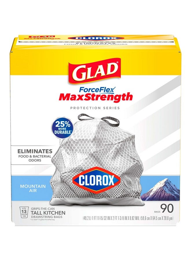 Glad ForceFlex MaxStrength with Clorox Trash Bags, 13 Gal, Mountain Air, 90 Ct, Pack May Vary - Image 1