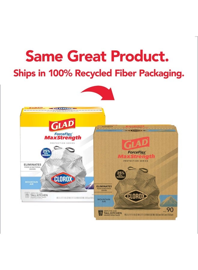Glad ForceFlex MaxStrength with Clorox Trash Bags, 13 Gal, Mountain Air, 90 Ct, Pack May Vary - Image 2