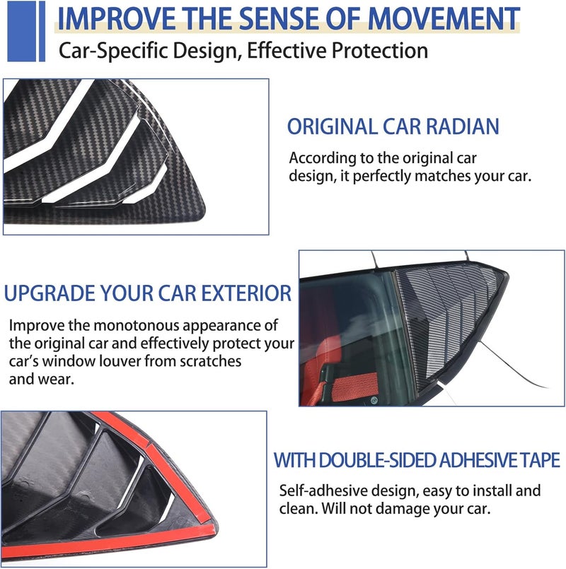 Daeiclru Rear Side Window Louver Cover for Chevrolet Corvette C8 Stingray 2020-2023 - Carbon Fiber Pattern - Image 5