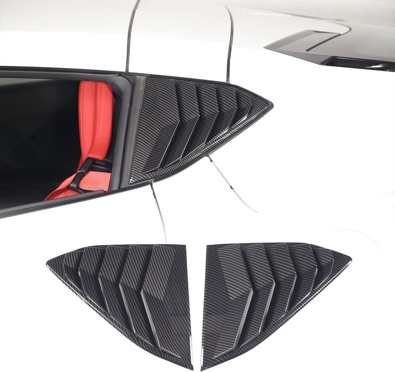 Daeiclru Rear Side Window Louver Cover for Chevrolet Corvette C8 Stingray 2020-2023 - Carbon Fiber Pattern - Image 1