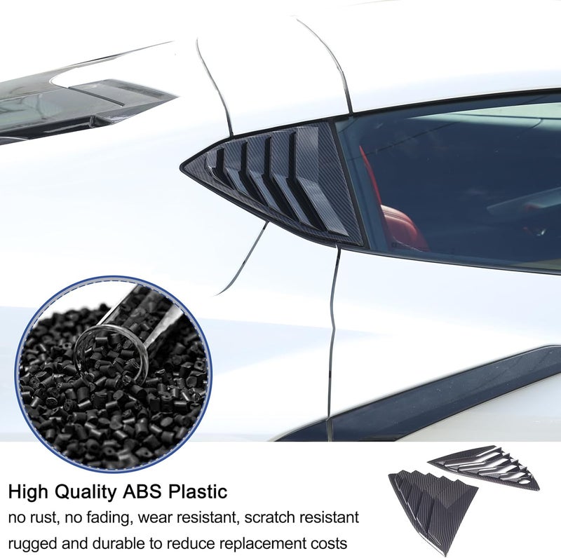 Daeiclru Rear Side Window Louver Cover for Chevrolet Corvette C8 Stingray 2020-2023 - Carbon Fiber Pattern - Image 3