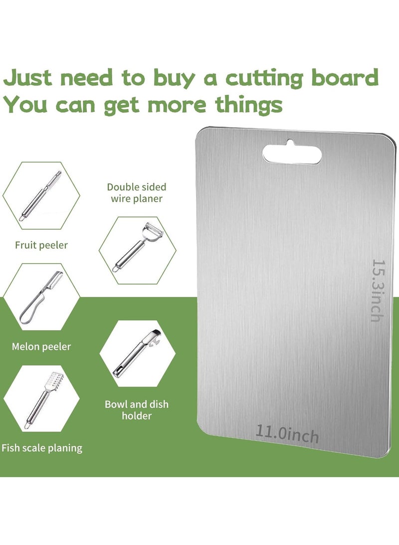 YQbest 304 Stainless Steel Cutting Boards for Kitchen, With Peeling Knife Set Perfect for Various Cooking Tasks. (15.5 * 11 inches)  - Image 2