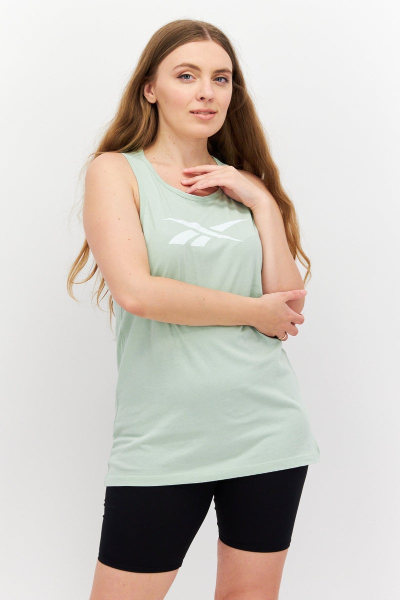 Reebok Women Sportswear Fit Sleeveless Training Tank Top, Green - Image 1
