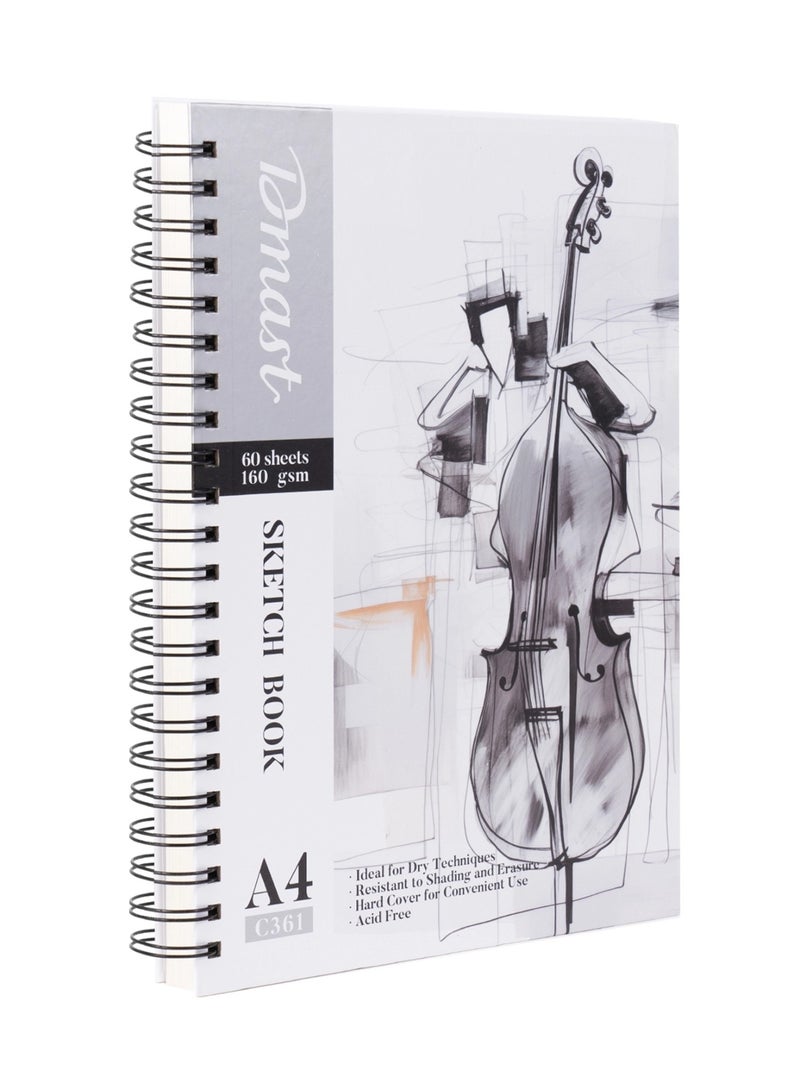 Dmast A4 Size Spiral Sketch Book With 60 Sheets 160gsm Thickness - Image 1