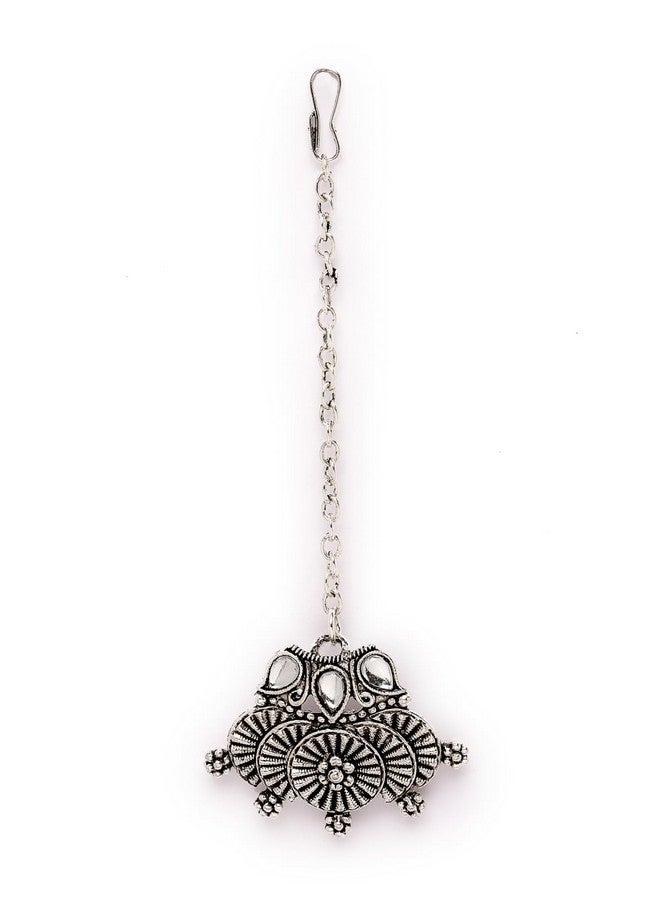 Sukkhi سلسلة تشوكر مزينة بالفضة المؤكسدة مع أقراط | مجموعة مانتيكا للنساء (NS105642) - Image 5