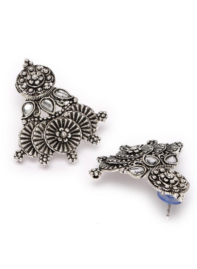 Sukkhi سلسلة تشوكر مزينة بالفضة المؤكسدة مع أقراط | مجموعة مانتيكا للنساء (NS105642) - Image 3