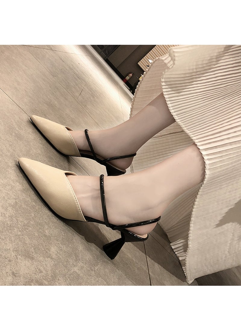 Rup Art Womens Comfort Mules Sandals Every Day Mules Pointed Toe Casual Elegant Kitten Heeled Slip on Slipper Dress Shoes  - Image 2
