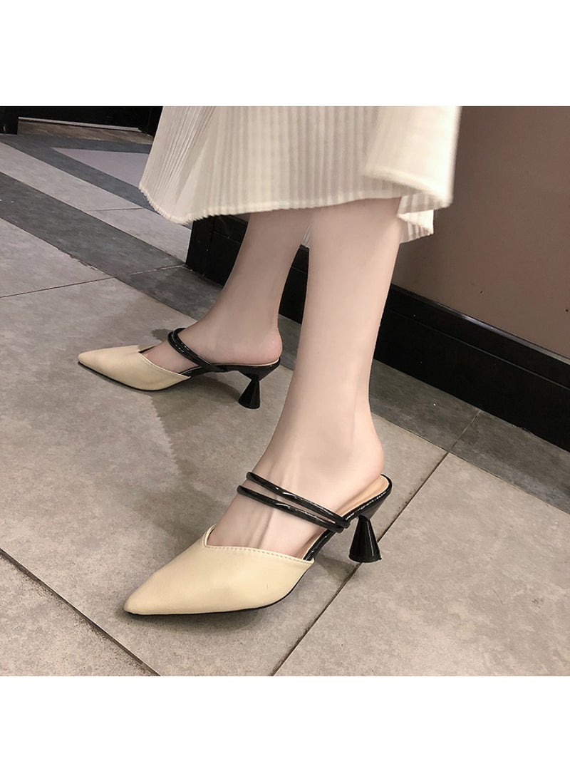Rup Art Womens Comfort Mules Sandals Every Day Mules Pointed Toe Casual Elegant Kitten Heeled Slip on Slipper Dress Shoes  - Image 3