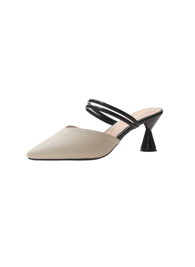 Rup Art Womens Comfort Mules Sandals Every Day Mules Pointed Toe Casual Elegant Kitten Heeled Slip on Slipper Dress Shoes  - Image 1