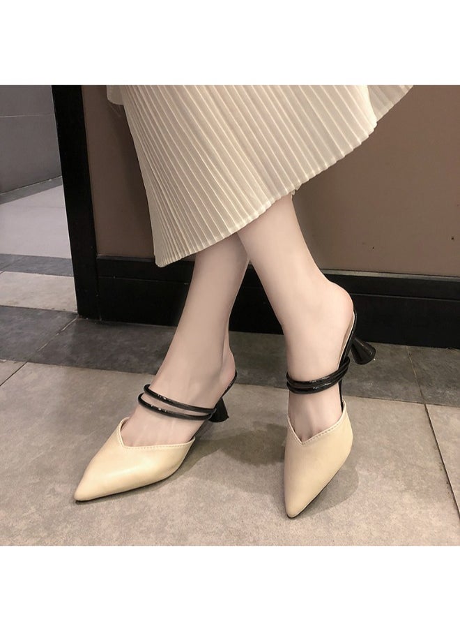 Rup Art Womens Comfort Mules Sandals Every Day Mules Pointed Toe Casual Elegant Kitten Heeled Slip on Slipper Dress Shoes  - Image 4