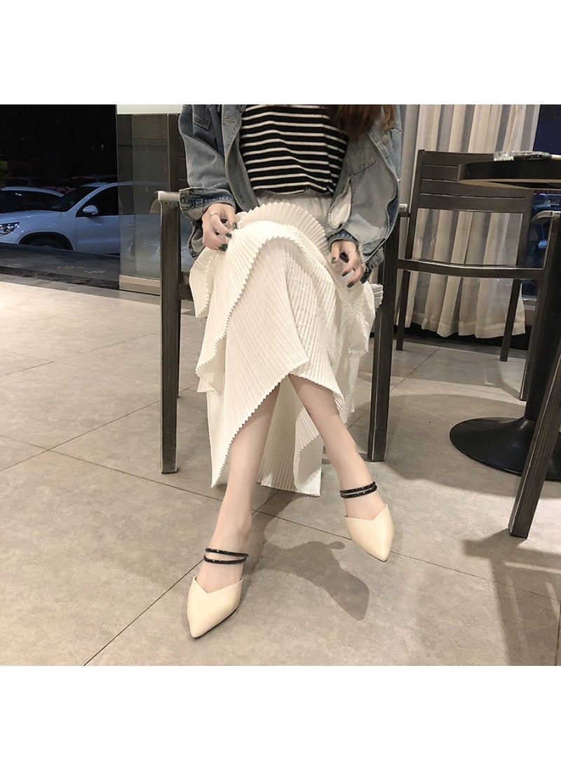 Rup Art Womens Comfort Mules Sandals Every Day Mules Pointed Toe Casual Elegant Kitten Heeled Slip on Slipper Dress Shoes  - Image 5