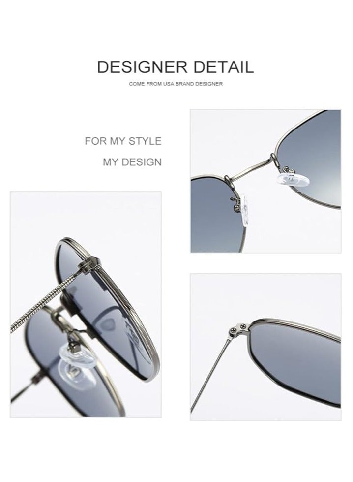 OLYSON Hexagonal Polarized Sunglasses, Men Women Geometric Square Vintage Metal Frame Retro Shade Glasses - Image 2