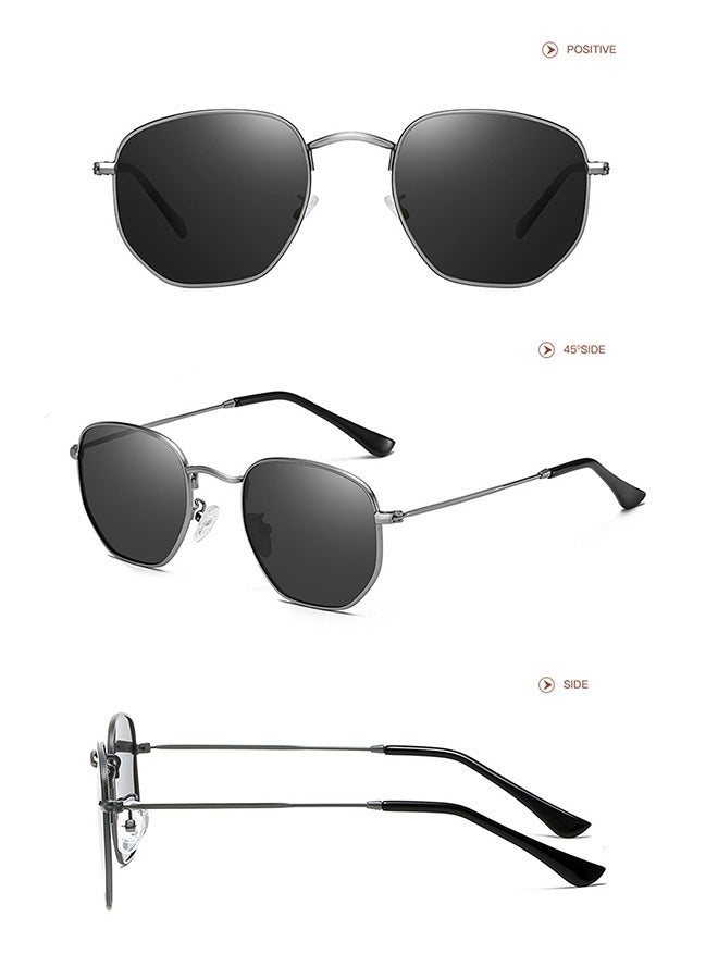 OLYSON Hexagonal Polarized Sunglasses, Men Women Geometric Square Vintage Metal Frame Retro Shade Glasses - Image 3