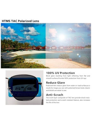 Hexagonal Polarized Sunglasses, Men Women Geometric Square Vintage Metal Frame Retro Shade Glasses - view 5