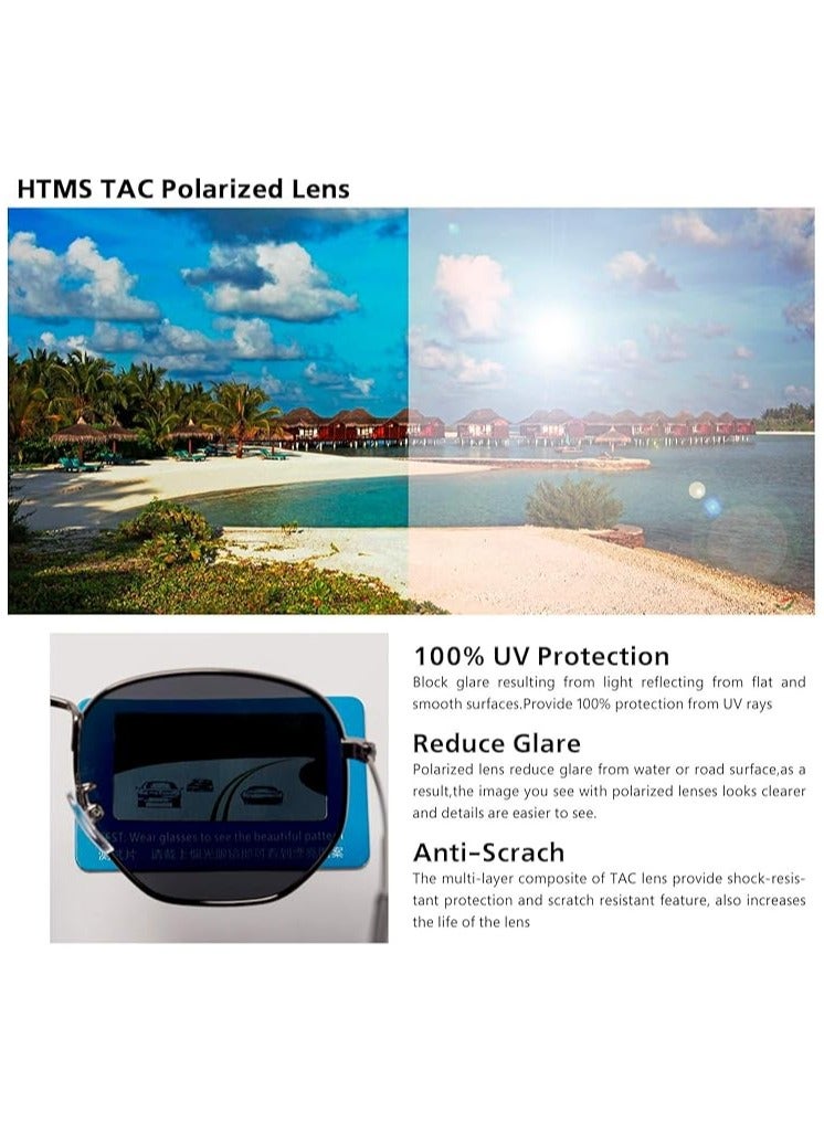 OLYSON Hexagonal Polarized Sunglasses, Men Women Geometric Square Vintage Metal Frame Retro Shade Glasses - Image 5