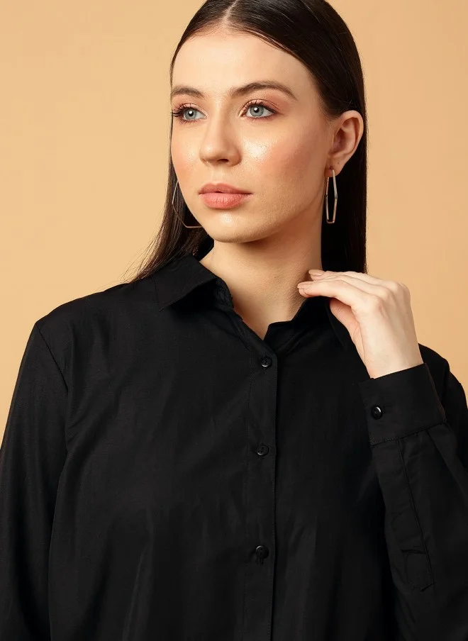 MINT STREET Black Casual Shirt for Women