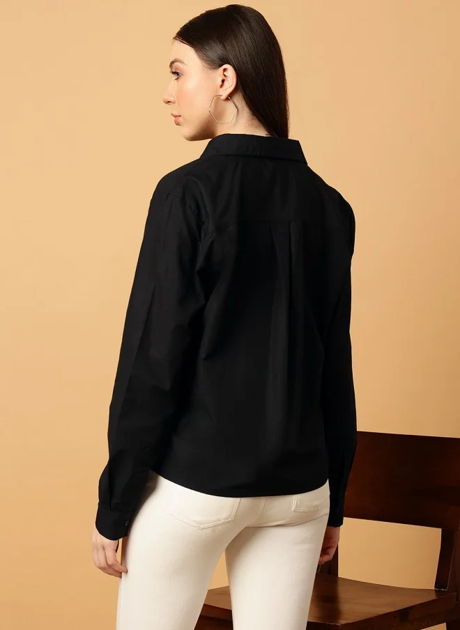 MINT STREET Black Casual Shirt for Women