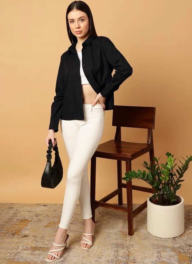 MINT STREET Black Casual Shirt for Women