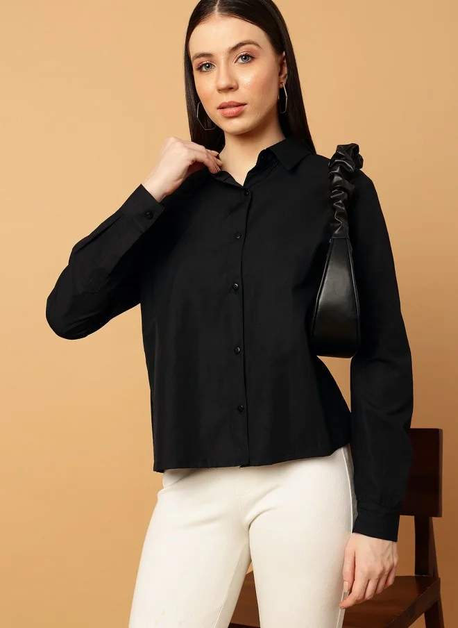 MINT STREET Black Casual Shirt for Women